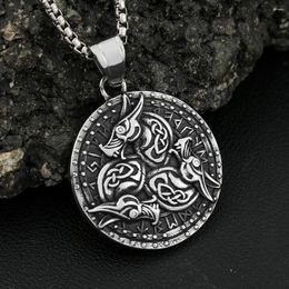 Pendant Necklaces Vintage Viking Dragon Head For Men 316L Stainless Steel Nordic Odin Runes Necklace Scandinavian Jewelry Gifts