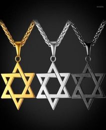 Pendant Necklaces Men Women Trendy Mogan David Star Israel Jewish Stainless Steel Chain Of Necklace Jewelry9076553