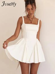 JusaHy Womens White Sweet High Street Wear Strapless Bow A-line Dress Fashion Sweet Party Mini Dress 240514