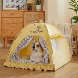 Cat Beds Furniture Cat Tent Cat Bed Sweet Princess Cat Cave Cat Bed Dog House Bed Four Seasons Used for Indoor Cats and Puppies Cat House Pet House and Dog House