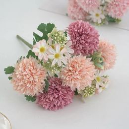 Decorative Flowers Fake Chrysanthemum Dandelion Artificial Flower Realistic Centerpiece For Wedding Table