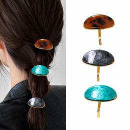 2024 New Ponytail Buckle Alloy Acetic Acid Hook Geometric Oval Hair Hook Shell Pattern Japanese Korean Hair Accessories Female