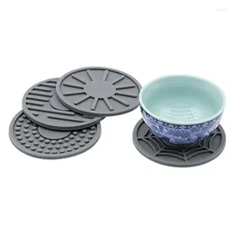 Table Mats 4pcs/set Silicone Mat Cup Round Heat Insulation Soft Rubber Tea Coffee Mug Glass Beverage Holder Pad Decor