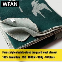 Blankets Forest Series Double-sided Jacquard Wool Cashmere Blanket Home Travel Car Warmth Protection Shawl El Aircraft