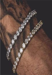 6mm 5mm 4mm 3mm Iced Out Tennis Bracelet Zirconia Triple Lock Hiphop Jewelry 1 Row Cubic Luxury Men Bracelets7420671