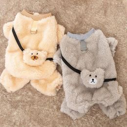 Dog Apparel Pet Clothes Bear Satchel Jumpsuits For Dogs Clothing Cat Small Flannel Cute Winter Fashion Girl Chihuahua Products 2024