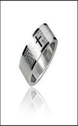 Cross bible scripture titanium steel stainless steel ring concave convex corrosion ring men and women whole3280643