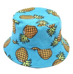 Women Men Cotton Bucket Hat Boonie Hunting Spring Summer Fishing Outdoor Beach Church Street Sunhat Caps Pineapple Patter9322954