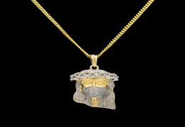 Pendant Necklaces Hip Hop Bling Iced Out Rhinestones Gold Stainless Steel Jesus Piece Necklace For Men Rapper Jewelry9647226