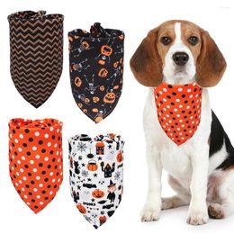 Dog Apparel 1pcs Halloween Bandanas Triangle Scarf Holiday Pumpkin Dot Stripe Pet Bibs Washable Costumes Grooming Accessories