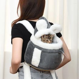 Cat Carriers Winter Carrier Backpack Warm Soft Fleece Pet For Kitten Small Dog Fashion Outdoor Travel Bag Supplies