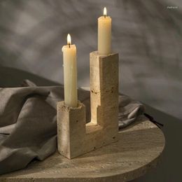Candle Holders Yellow Cave Stone Candlestick Natural Marble Decoration Creative U-shaped Stereoscopic Bracket