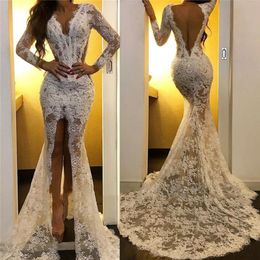 One-Shoulder ivory Evening Dresses Long 2021 New Mermaid Lace Islamic Dubai Saudi Arabic Formal Party Dress Prom Gowns 3056