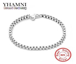 YHAMNI Fashion Three Lines Beads charm bracelet 100 Pure 925 Silver Fashion Jewellery Gloss Bracelet Ball H1724647165