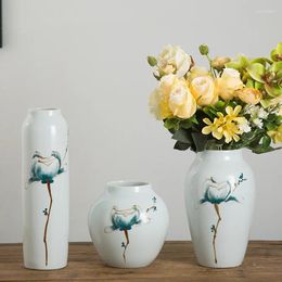 Vases Modern Chinese Ceramic Vase Craft Decoration Jingdezhen Porcelain Creative Model Room Wine Cabinet Porch