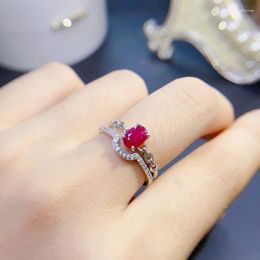 Cluster Rings Natural Ruby For Women Silver 925 Jewelry Luxury Gem Stones 18k Gold Plated Free Shiping Items
