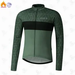 Racing Jackets Cobik Vertex Printed Winter Men Long Sleeve Jersey Green Cashmere Top Jacket Bicycle Fleece Clothing Bike Road Ciclismo