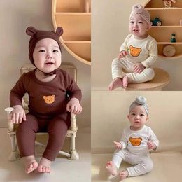 Clothing Sets Bear Printed Cute Baby Long Sleeve Suit Pajamas Toddler Costume Girl Boy Cotton Comfort Underwear Tops Pants Children's Wear