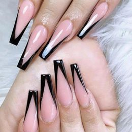 False Nails Super Long Coffin With Design Ballerina Manicure Patches Press On Finished Wear Full Cover Nail Tips