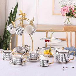 Teaware Sets Ceramic Coffee Tea Set Kettle Milk Jug Sugar Bowl Phnom Penh Bone China Cup Holder Bar Decoration Ornaments