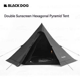 Tents and Shelters Black Dog Pyramid Tent Skiing with Snow Pu3000Mm Outdoor Seasonal Camping 150D Oxford Cloth Sunscreen TentQ240511