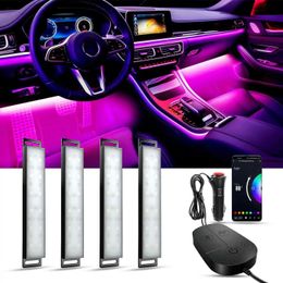 Decorative Lights LED Car Interior RGB Atmosphere Lamp Bluetooth APP 3 Key Remote Control Ambient Music Light For Car Interior Auto Decoration T240509