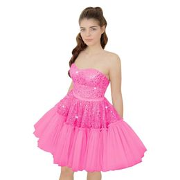 Strapless Short Prom Dresses 2024 Sweetheart Tulle Homecoming for Teens Beaded DAMA Dress prom AMZ