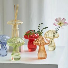 Vases Modern Mushroom Shape Glass Vase Bottle Creative Home Hydroponic Flower Table Simple Decoration