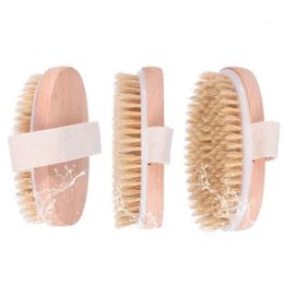 Skin Natural The Dry DHL Soft Wooden Bath Shower Bristle Brush SPA Body Brushs Without Handle s