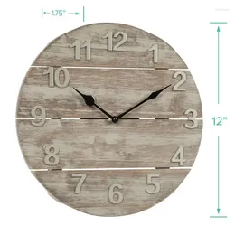 Wall Clocks Crosse Clock 12-inch Sunwashed Wood Brown Quartz Analogue 404-3430W