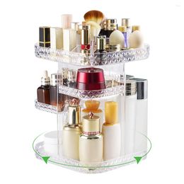 Storage Boxes Makeup Organiser 360-Degree Rotating Cosmetic Rack Transparent Plastic Vanity Large Capacity