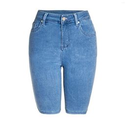 Women's Jeans Summer Shorts Mid Length Solid Casual Quarter Lightweight Slacks Stretch Streetwear For Femme Thin Mujer