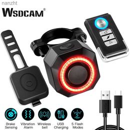 Alarm systems WSDCAM bicycle alarm waterproof USB charging Burglar tail light remote control motorcycle alarm safety protection 110dB WX