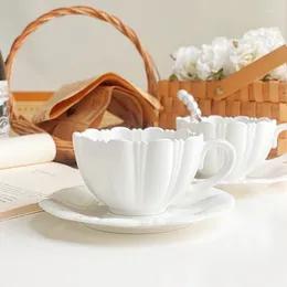 Coffee Pots Petal Afternoon Tea Ceramic Women's High Beauty Light Luxury Design Small And Exquisite Mug