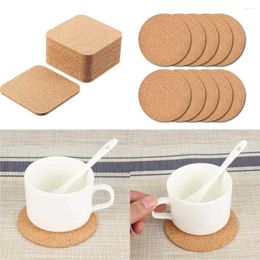 Table Mats 10Pcs Cork Coasters Round Square Mat Reusable Tea Coffee Kitchen Cup DIY Backing Sheet For Home Bar