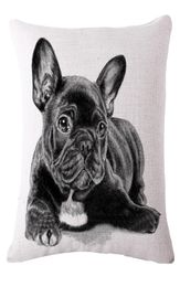 4545cm Lovely French Bulldog Pattern Cotton Linen Cushion Cover Waist Square Pillow Cover Pillowcase Home Textile5165727