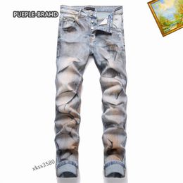 Mens Purple Jeans Designer Jeans Fashion Distressed Ripped Bikers Womens Denim cargo For Men Black Pants High Quality Fashion Mens Jeans 05