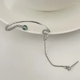 Stud Earrings Shiny Zircon Snake Shape Tassel Ear Cuff For Women Temperament Earring Light Luxury Cool Clip Party Jewellery