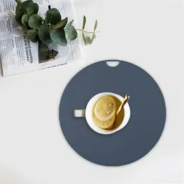 Table Mats Silicone Premium Round Placemats Thickened Anti-scalding Waterproof Heat Insulation Solid Color Reusable For