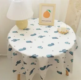 Table Cloth Wild Flower Floral Fruit Tablecloth Round Waterproof Polyester Washable Cover