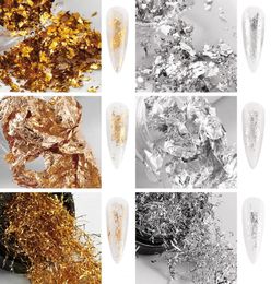 1 Box Glitter Aluminium Flakes Mirror Irregular Nail Foils Paper Gold Silver Nail Paillette Chrome Pigment Nails Art Decorations3088991