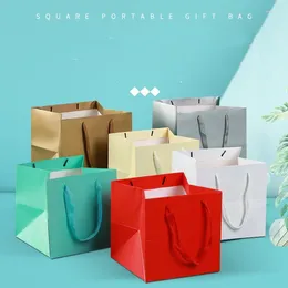 Gift Wrap 10pcs Coloured Square Paper Bag Large Packaging For Clothing Jewellery Flower Package Kraft Cardboard Boxes