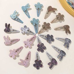 Hair Accessories 10Pcs Flower Rabbit BB Hair Clips Cute Girls Handmade Shiny Hairpins Barrettes Headwear Fashion Kids Baby Hair Accessories