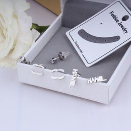 3pcs/set 316L Stainless Steel C-Letter Stud Earring 18K Gold Plated Earrings Women Crystal Rhinestone Wedding Party Love Jewelry Never Fade Gift