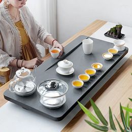 Teaware Sets Black Stone Tea Tray Induction Cooker Glass Electrical Kettle Sterilizing Pan Automatic Table For Kungfu Set Heavy China