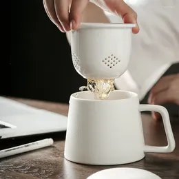Mugs Ceramics Coffee Mug Filter Office Reusable Insulated Porcelain With Lid Creative Tazzine Caffe Tea Cup Set