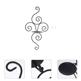 Candle Holders 1pc Iron Art Wall Hanging Candlestick Decorative Display Holder (Black)