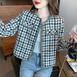 Women's Jackets Fashion Small Fragrance Coat Spring Autumn 2024 Jacket Short Tweed Plaid Outwear Female Loose High-Grade Chic Top