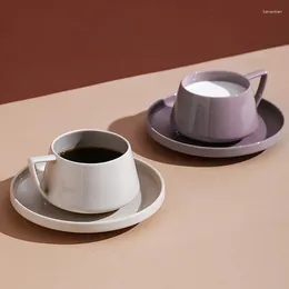Mugs Custom Ceramic 250ML Cappuccino Coffee Cup And Saucer Set Morandi Color Reusable Personalized Espresso Breakfast Milk Tea Mug