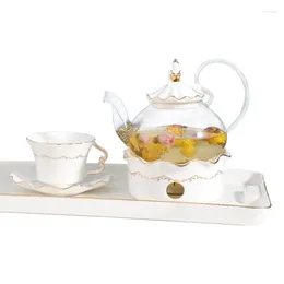 Teaware Sets Flower Tea Pot Creative Candle Heating Elegant Glass Ceramic Water Cup Combination Afternoon Package